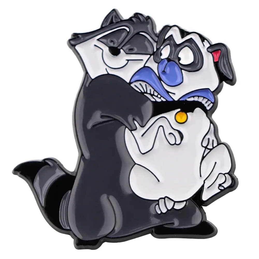 Disney Pug Raccoon Enamel Brooch Pocahontas Animals Cartoon Dog Character Gift
